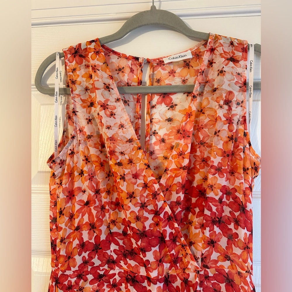 Calvin Klein Floral Midi Dress Size 6 - Picture 2 of 6